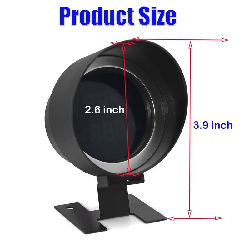 BLLYOGU 2-in-1 Water Temperature & Voltage Gauge Set - 2” 52mm Digital Blue LED Display for 12V/24V Cars - Image 4